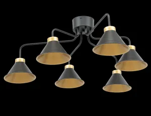 Detmer 86x86x32cm luster 6 čierny/zlatý