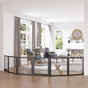 PAWHUT Zábrana pre psov šesťdielna drevená skladacia 70-432 x 70 cm čierna