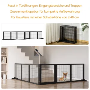 PAWHUT Zábrana pre psov šesťdielna drevená skladacia 70-432 x 70 cm čierna