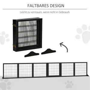 PAWHUT Zábrana pre psov šesťdielna drevená skladacia 70-432 x 70 cm čierna