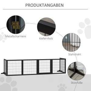PAWHUT Zábrana pre psov šesťdielna drevená skladacia 70-432 x 70 cm čierna