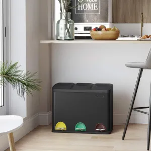 SONGMICS Kôš na triedený odpad Galipa 3x15 l čierny