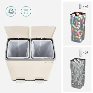 SONGMICS Odpadkový kôš s vekom JORDAN 2x30 l krémový