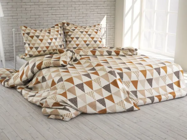 Bavlnené obliečky GEOMETRIA - BÉŽOVÁ na jednolôžko