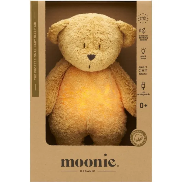 Moonie Bear 2.0 Organic Honey uspávačik s melódiou 1 ks