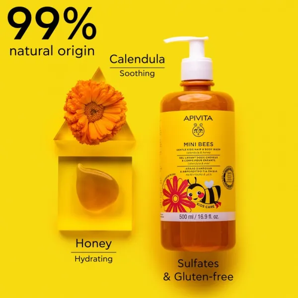 Apivita Mini Bees Gentle Kids Hair&Body wash Calendula&Honey umývací gél na telo a vlasy 500 ml