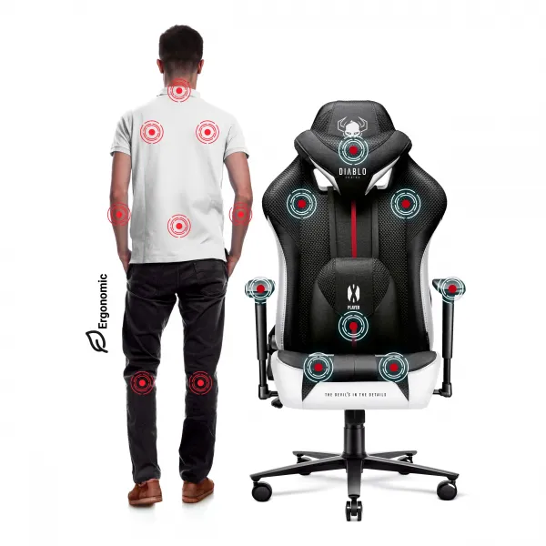 Otočné kreslo Normal Diablo X-Player 2.0 biely/čierna
