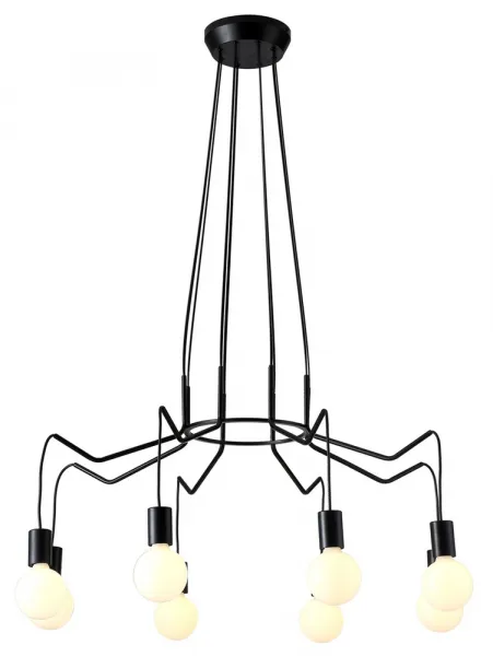 Závesná stropná lampa, matná čierna, 8x40W, Basso