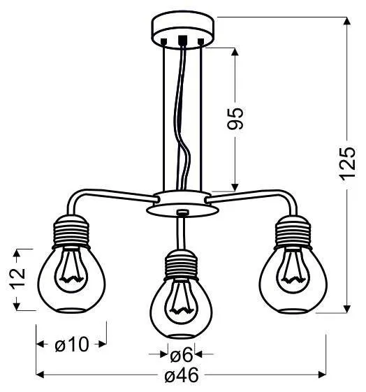 Závesná lampa s chrómovým drôteným tienidlom 3x60W, nastaviteľná Gliva