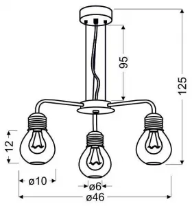 Závesná lampa s chrómovým drôteným tienidlom 3x60W, nastaviteľná Gliva