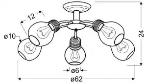 Stropná lampa s patinovaným drôteným tienidlom 5x60W Gliva