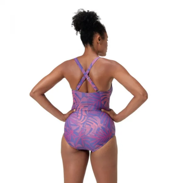 Speedo shaping printed v neck 1 piece violet/blue s - uk32