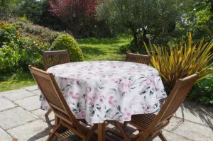 ArtFir Záhradný okrúhly obrus GARDEN 30E | biela/ružová 150 cm