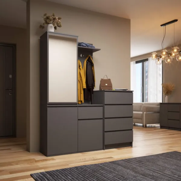 Ak furniture Předsíňová stěna Entro grafitová