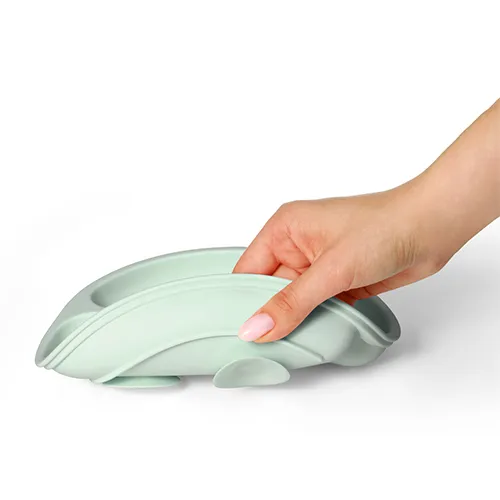 BABYONO Tanier silikónový s prísavkou - sage 6m+