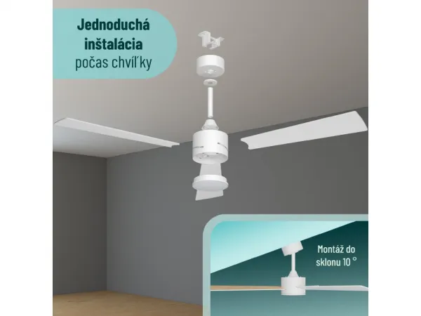 Noaton 13132WWL Lepus, biela a svetlo hnedá, stropný ventilátor so svetlomm