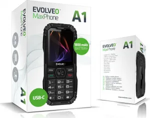 EVOLVEO MaxPhone A1, tlačidlový telefón Dual SIM, čierny