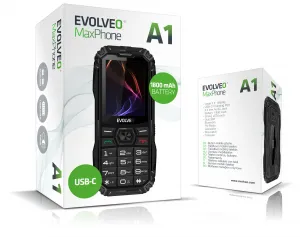 EVOLVEO MaxPhone A1, tlačidlový telefón Dual SIM, čierny
