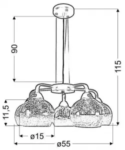 Čierno-zlatá závesná lampa 5 Cromina