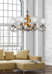 Závesná lampa luster chróm/zlatý 8x40W nastaviteľná Denis