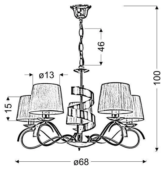 Závesná lampa chróm/zlatá 5xE14 luster Denis