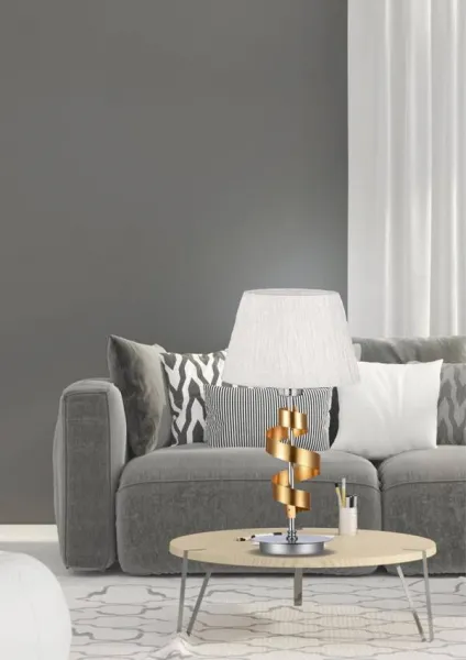 Stolová lampa chróm/zlatá kancelárska biela tienidlo Denis