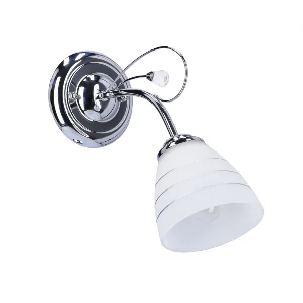 Chrómová nástenná lampa s krištáľovo bielym tienidlom Simpli
