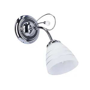 Chrómová nástenná lampa s krištáľovo bielym tienidlom Simpli