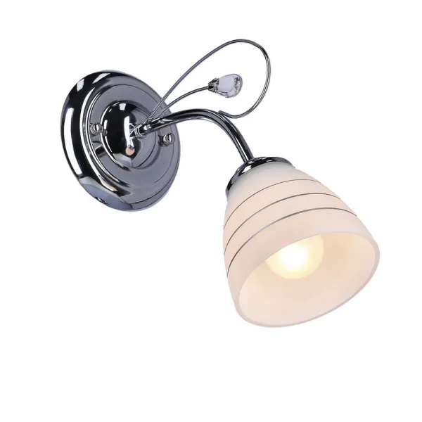 Chrómová nástenná lampa s krištáľovo bielym tienidlom Simpli