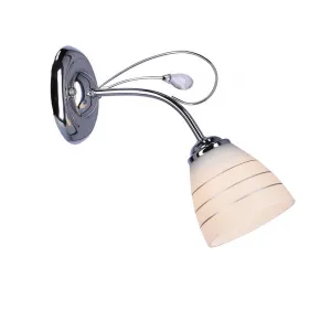 Chrómová nástenná lampa s krištáľovo bielym tienidlom Simpli