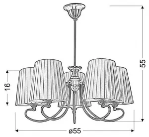 Rustikálny luster 5xE27 54cm Mozart