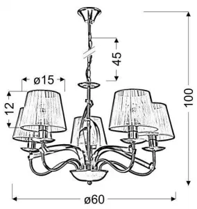Závesná lampa chróm / zlatá stuha 5xE14 DIVA