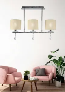 Chrómová stropná lampa 3x40W, látkové tienidlo Estera
