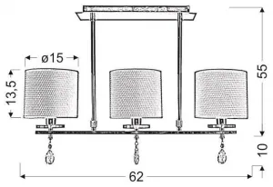 Chrómová stropná lampa 3x40W, látkové tienidlo Estera