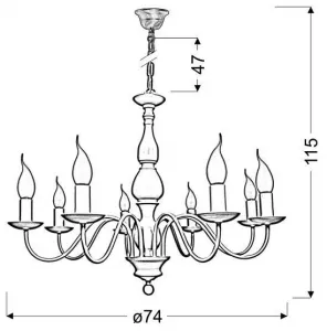 Závesná lampa Bellagio, krémová, 8xE14