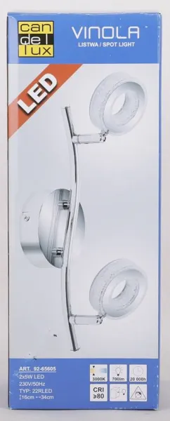 LED nástenná lampa 2x5W VINOLA CHRÓMOVÝ PÁSOK 3000K