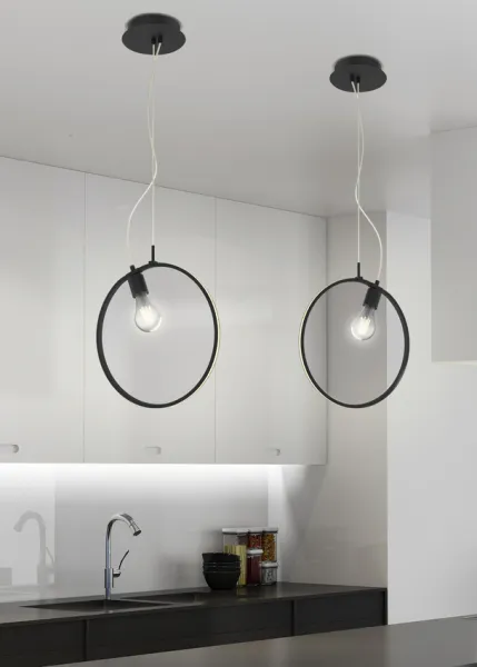 Závesná lampa APETI SKIROS 1xE27 + LED 12W čierna
