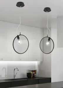 Závesná lampa APETI SKIROS 1xE27 + LED 12W čierna
