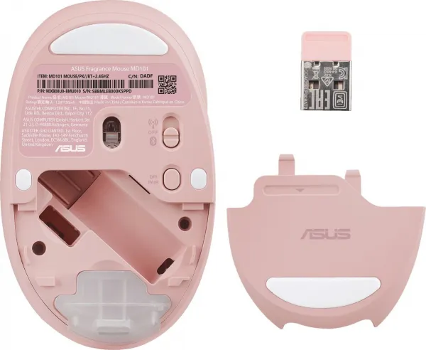 ASUS Fragrance Mouse MD101/Ergonomická/Optická/2 400 DPI/USB+BT/Růžová