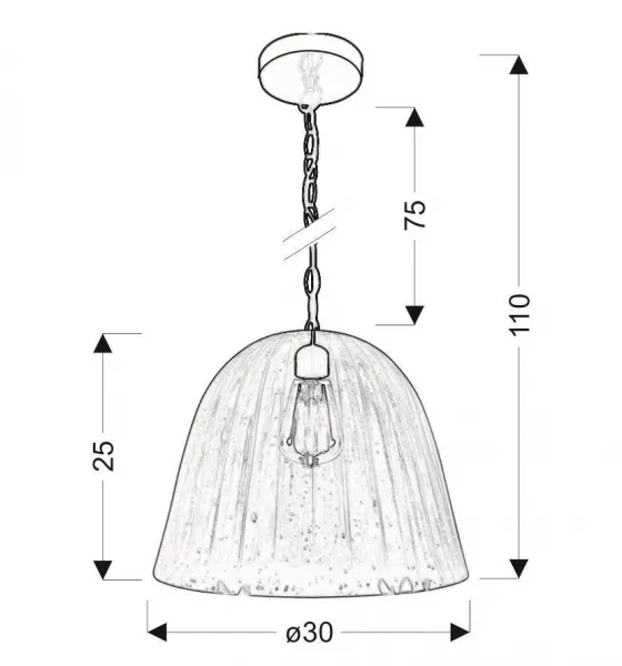 Modrá sklenená závesná lampa Váza