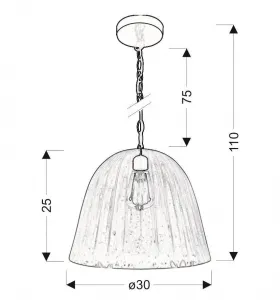 Modrá sklenená závesná lampa Váza