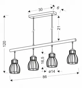 Závesná lampa čierna 4x60W Bernita - POSLEDNÝ KUS