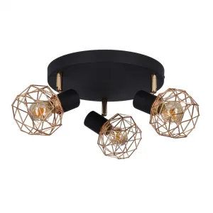 Stropná lampa, čierna, medené tienidlo, Acrobat