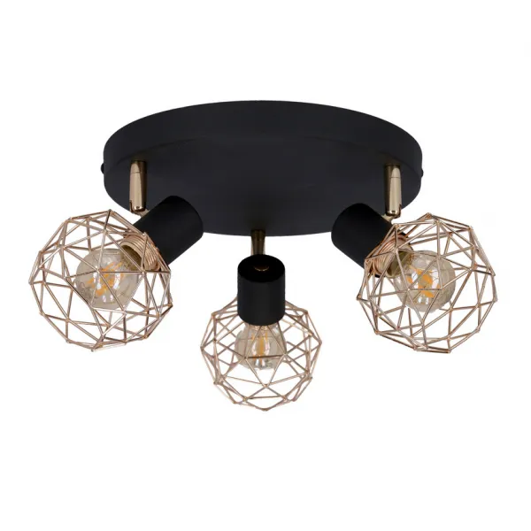 Stropná lampa, čierna, medené tienidlo, Acrobat