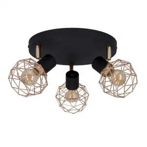 Stropná lampa, čierna, medené tienidlo, Acrobat