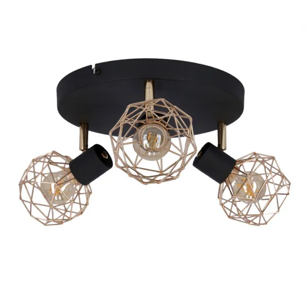 Stropná lampa, čierna, medené tienidlo, Acrobat