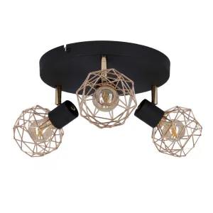 Stropná lampa, čierna, medené tienidlo, Acrobat