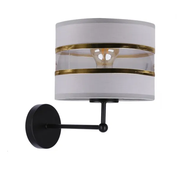 Nástenná lampa Andy, čierna, 1x40W, tienidlo E27, biela + zlatá