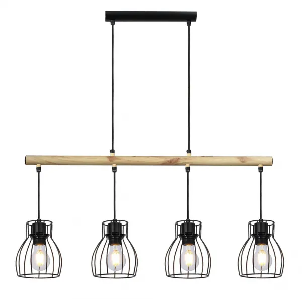 Závesná lampa čierna 4x60W Bernita - POSLEDNÝ KUS