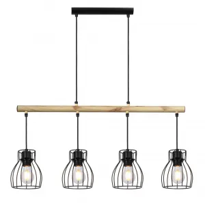 Závesná lampa čierna 4x60W Bernita - POSLEDNÝ KUS